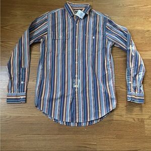 POLO RALPH LAUREN ICONIC STRIPE MENS DOBBY BUTTON FRONT COTTON SHIRT S